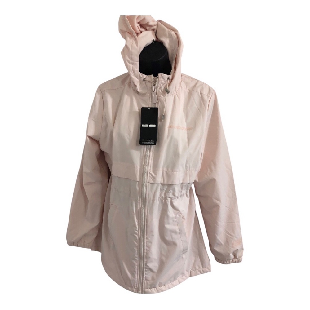 Skechers light pink hooded windbreaker zip up jacket size small brand new